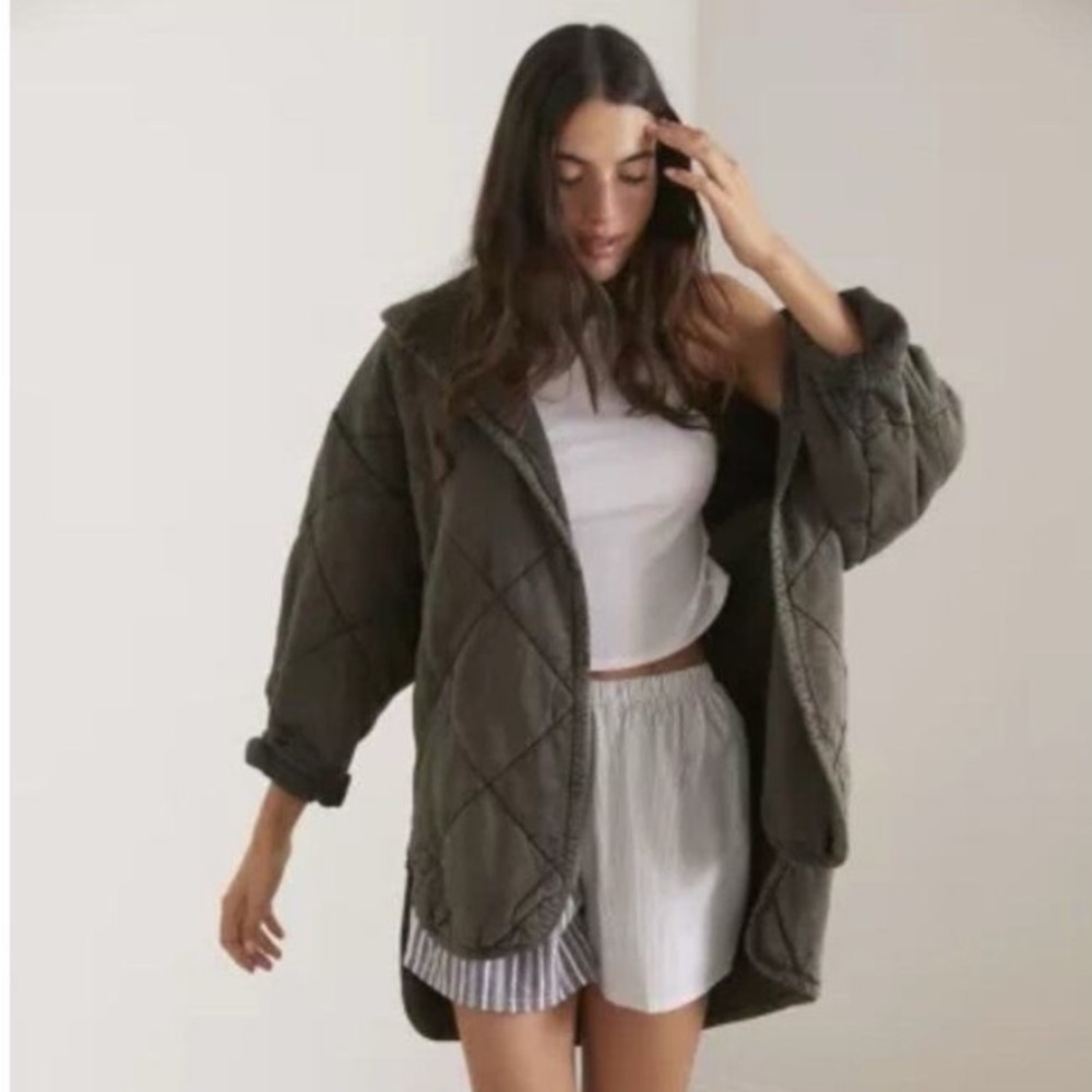 Urban Outfitters Out From Under Quilted Open-Front Jacket Olive XS/S